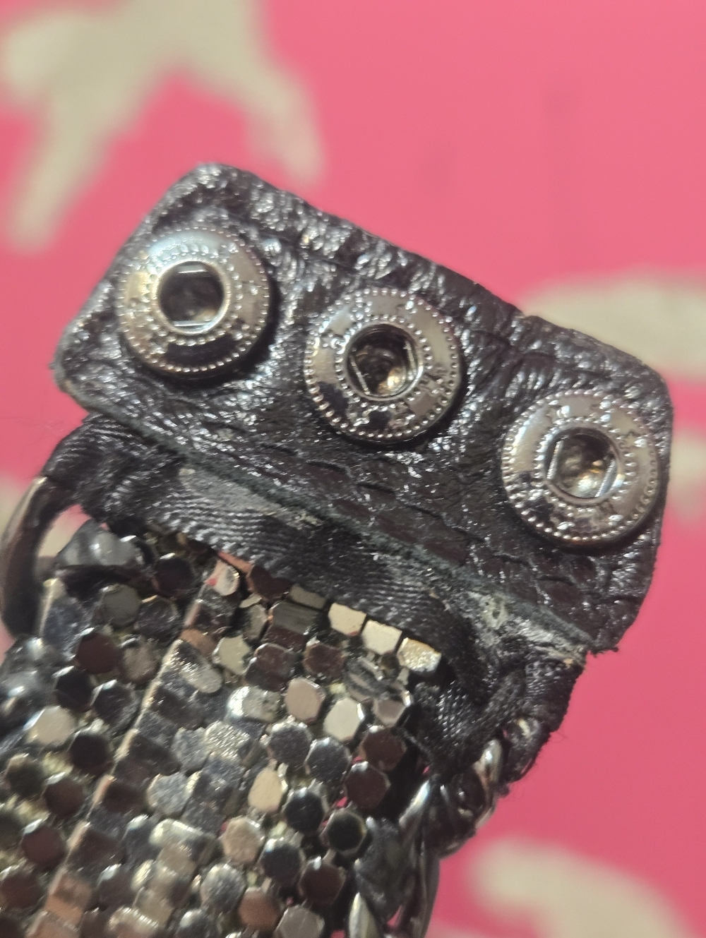 Vintage Henri Bendel Black Chain-Link & Crystals Wrap Leather Bracelet GUC - Picture 13 of 13